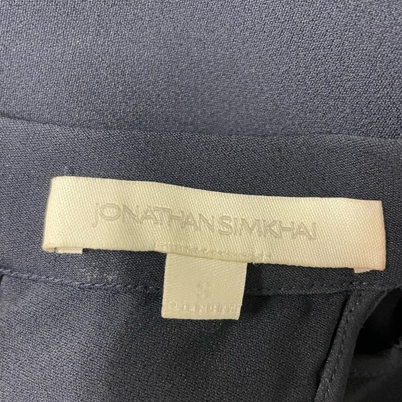 Jonathan Simkhai ruffles navy blue white top size small cold shoulder feminine - Picture 6 of 6